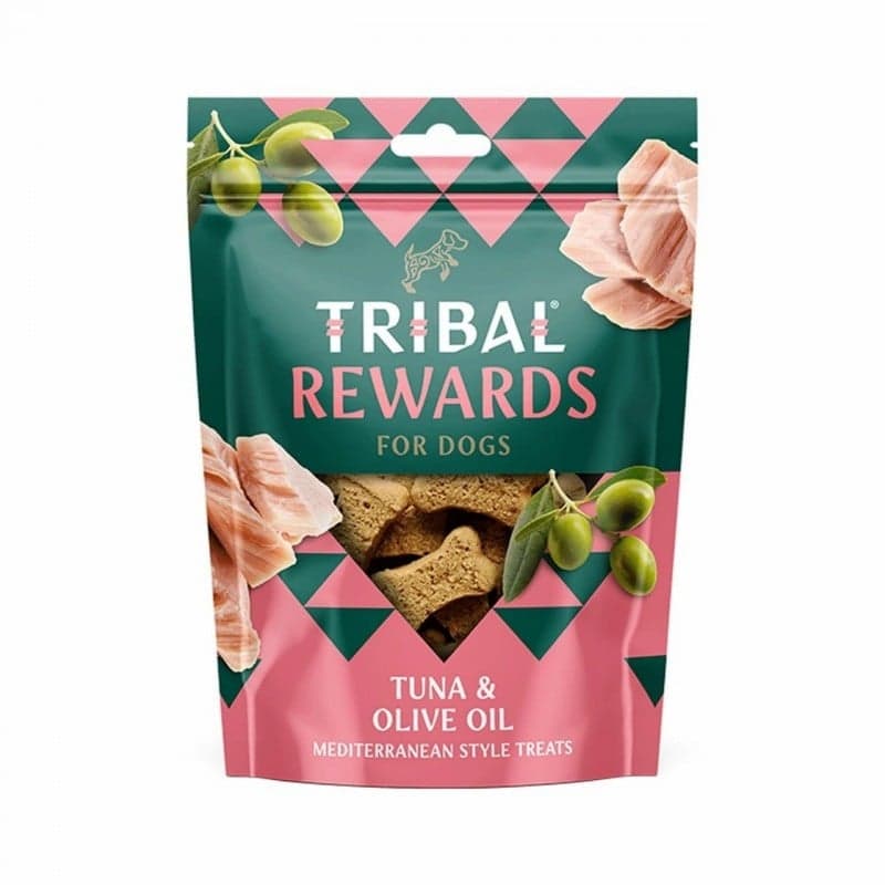 Sausainiai šunims su tunu ir alyvuogių aliejumi – Tuna & Olive Oil, 125 g – Tribal Rewards